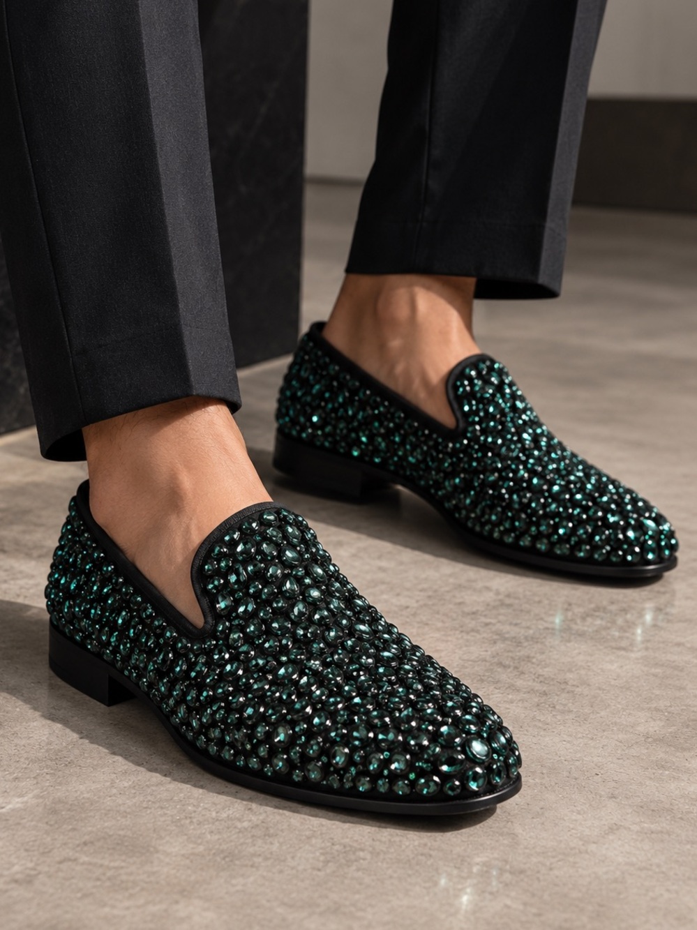 ALDO x WICKED Embellished Teal Slip-On Women's Loafers NEW